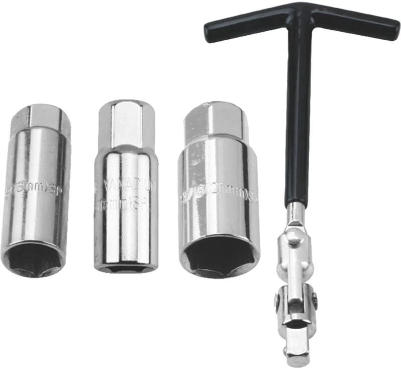 Zündkerzenschlüssel, 3 Stecknüsse, 16 mm, 18 mm, 21 mm, Motorrad-Entfernungswerkzeug und Griff - Ulisem