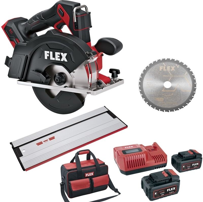 Flex Akku Metall-Handkreissäge 18 V CSM 57 18-EC 2 Akkus 5,0 Ah, GRS 80, Tasche
