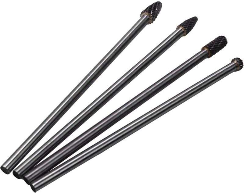 4-teiliger Langstiel-Rotationsschneider mit Doppelschnitt-Wolframkarbidspitze, 1/4-Zoll-Schaft, 6 Zoll