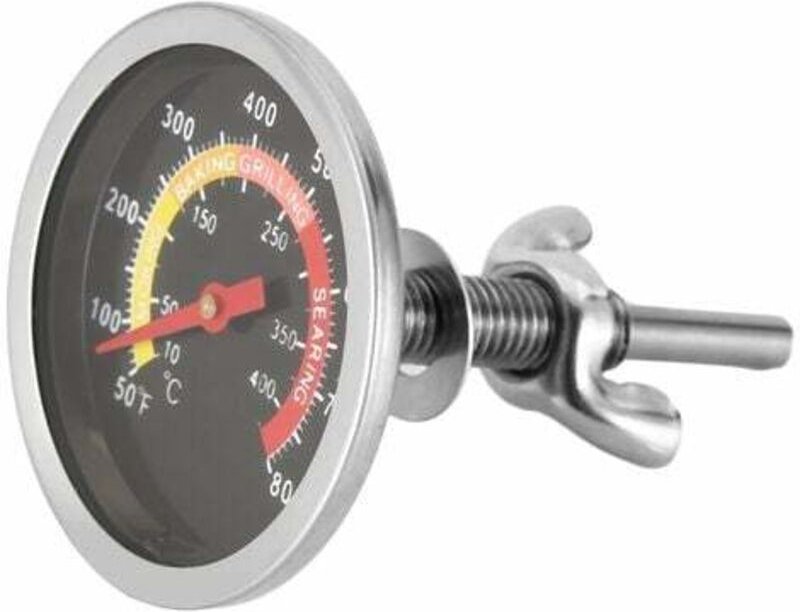 Edelstahlthermometer für Grill, Smoker, Thermometer, Temperaturanzeige von 10-400°C, Edelstahl