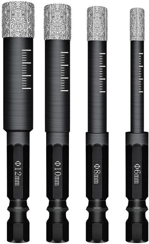 Set mit 4 Diamantbohrern für Keramikfliesen, Feinsteinzeug, Fliesen, Glas und Stein. Professionelle Diamantbohrer für Ke...