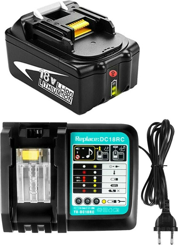 BL1850B Akku 18 V 5,0Ah mit Ladegerät DC18RC für Makita Akku 18V BL1850 BL1860B BL1860 BL1830B BL1840 BL1850, für Makita...