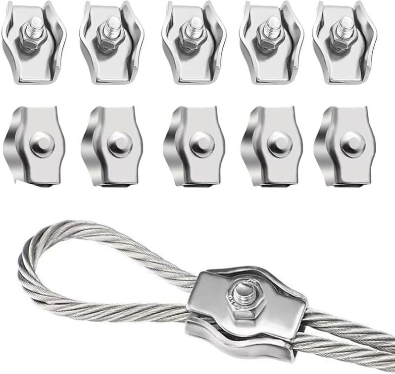 Drahtseilklemme M3, 10 Stück Seilklemme 3mm Klemme Edelstahl 304 Drahtseilklemmen Kabelklemmen für Drahtseil Stahlseil W...