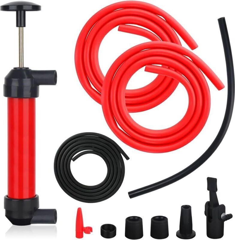 Manuelle Wasserpumpe, Transferpumpe, Saugpumpe, manuelle Kraftstoffpumpe, Benzin-Saugpumpe mit 3 Schläuchen für Kraftsto...