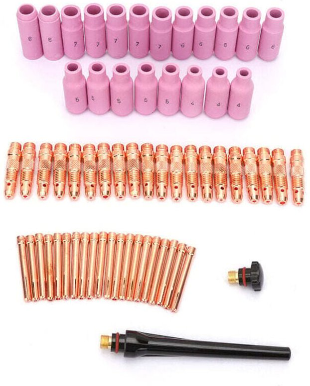 Kit Accessoires Soudage TIG 62 Pièces Buses Céramique Pinces WP-26 WP-17 WP-18 Torche