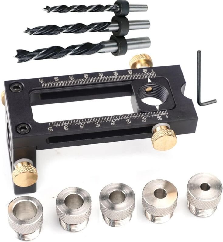 2-in-1 Bohrschablonen-Set für die Holzbearbeitung, 6/8/10/12/15 mm, Positionierer, Bohrschablonen-Set für die Bettmontag...