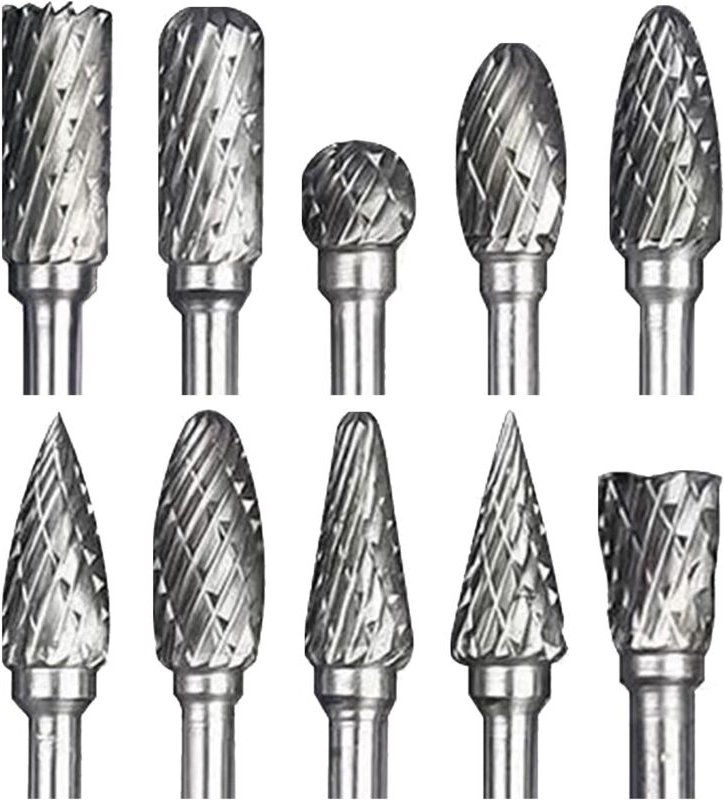 OUYLAF 10-teiliges Drehfräser-Set aus Wolframkarbidstahl mit zwei Schneiden für Rotationswerkzeuge, 1/8-Zoll-Schaft, für...