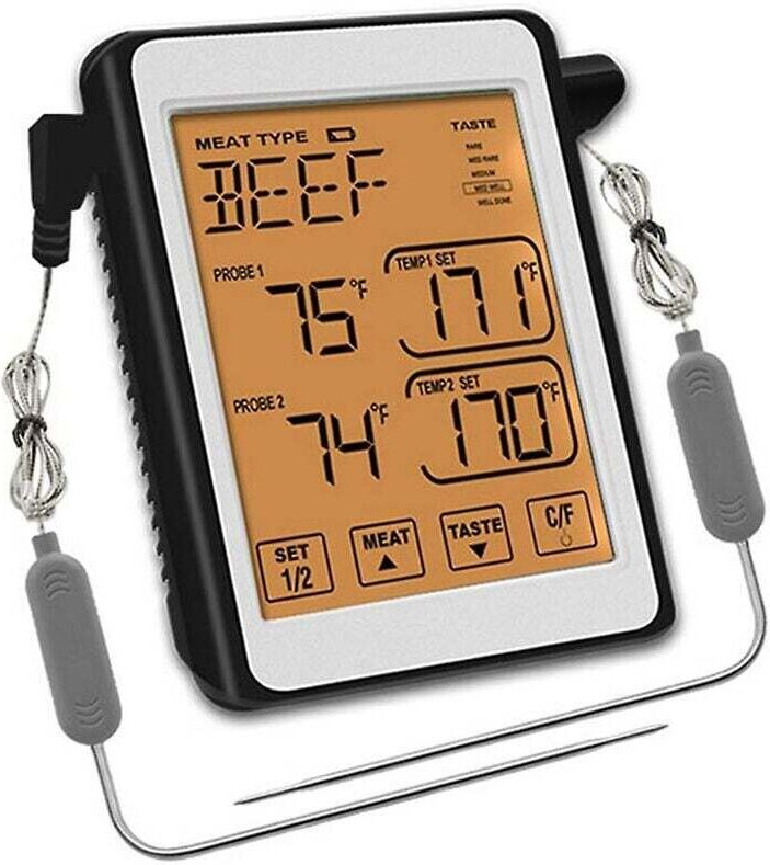 Professionelles Kochthermometer mit Sonde und LCD-Display für die Küche