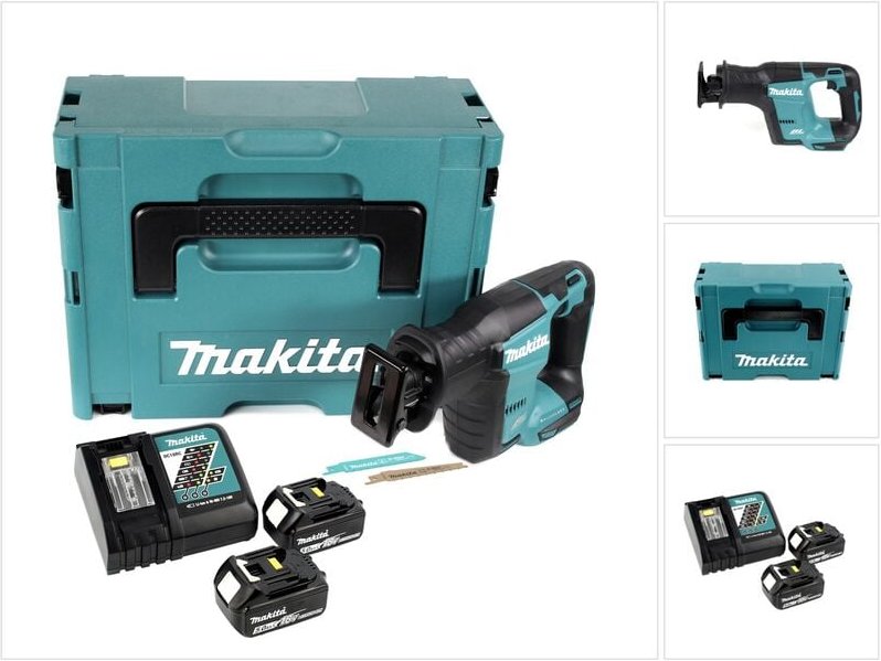 Djr 188 rtj Akku Reciprosäge 18 v Brushless Säbelsäge im Makpac + 2x 5,0 Ah Akku + Ladegerät - Makita