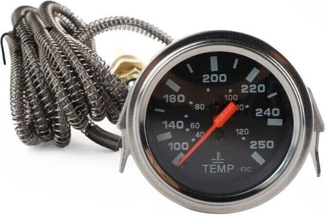 Wassertemperaturanzeige, XU, 12 V, mechanisch, mit Sensor für das Armaturenbrett, 2 Zoll/52 mm/40–120 °C/100–250 °F (1,8...