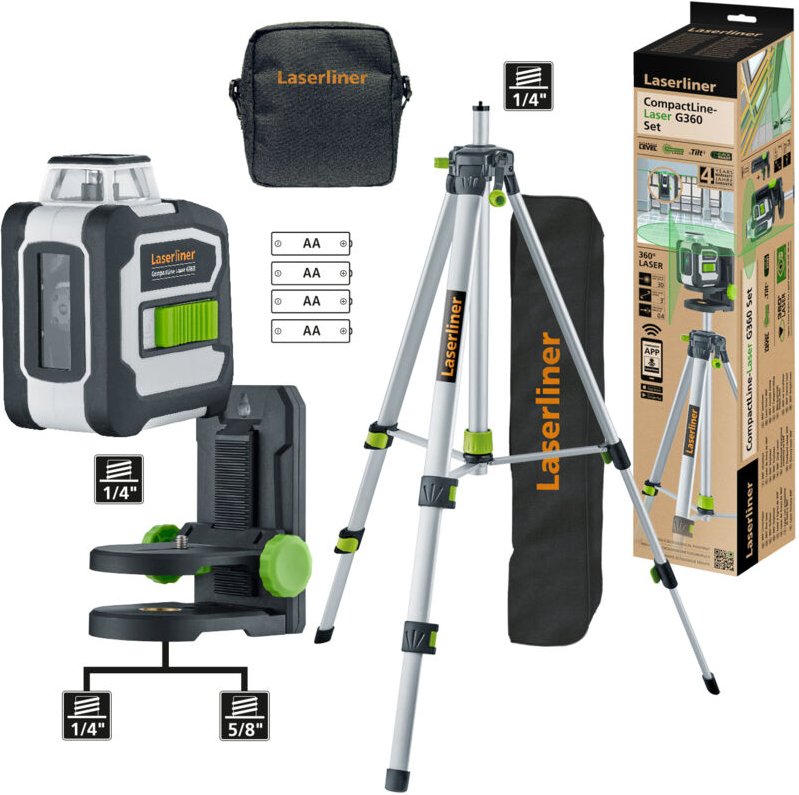 Laserliner - Grüner 360°-Linienlaser CompactLine-Laser G360 Set mit Kompaktstativ