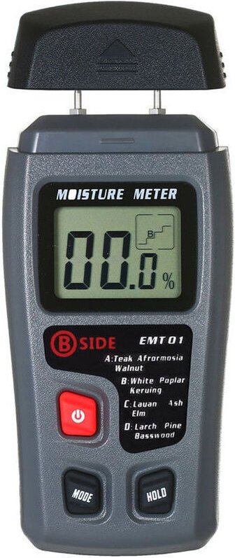 Holzfeuchtemessgerät, 4 Modi, tragbares Hygrometer für Kiefernholz, handliches Wasserlecksuchgerät mit LCD-Anzeige, Fei ...