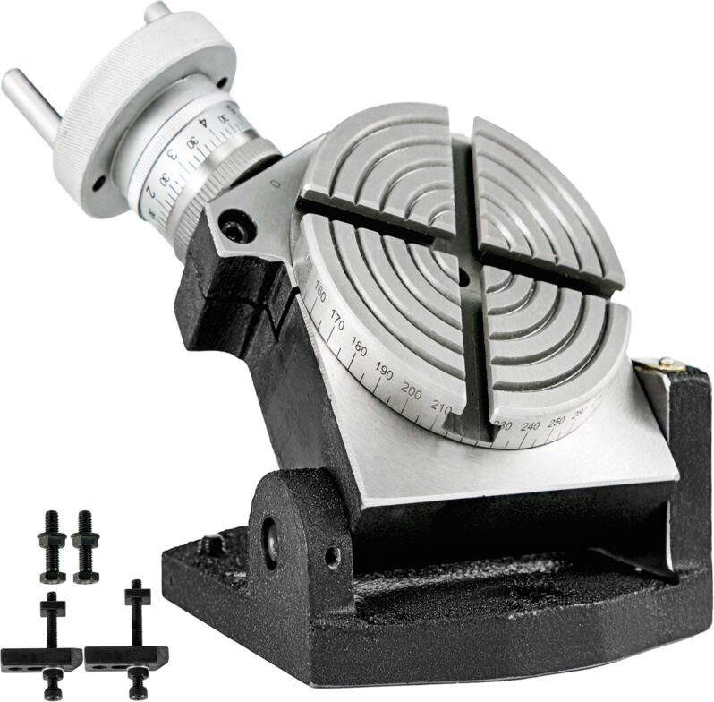 Vevor Teilapparat Rundtisch 100mm Rundteiltisch Horizontal Vertikal Teilkopf Teilapparat schwenkbar zum Fräsen und Bohre...