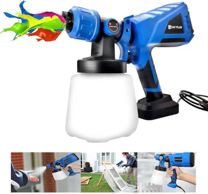 Dayplus - Farbsprühsystem Wandfarbe Lackierpistole 1000ml Farbbehälter Farbsprühgerät 550W Elektrische Farbspritzpistole...