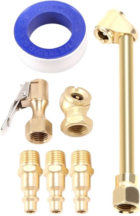 6 StüCke Messing Luft Chuck Set, 1/4 Geschlossen Ball & npt Dual Kopf FließEn Reifen Futter