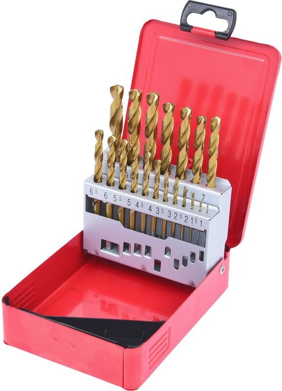 Ks Tools hss TiN Spiralbohrer-Satz, Stahlblechkassette 19-tlg 1-10mm - 330.4610