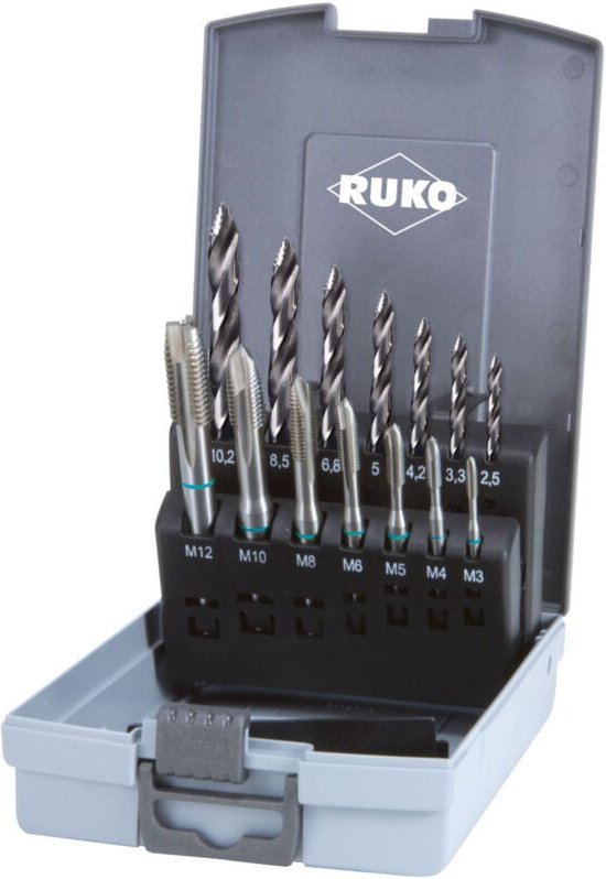 Ruko - Maschinengewindebohrer-Satz hss in Kunststoffkassette - 14 tlg. - 259048RO