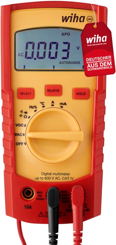 Wiha - Digitales Multimeter bis 600 v ac, cat iv inkl. 2x AAA-Batterien i mit LCD-Anzeige (45218)