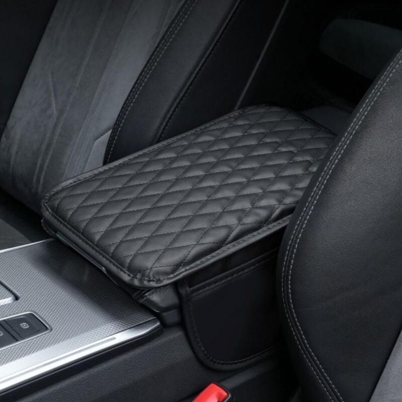 Abdeckung für die Mittelkonsole im Auto, Mikrofaser-Leder-Armlehnenpolster mit 2 Aufbewahrungstaschen, Armlehnenbezug fü...