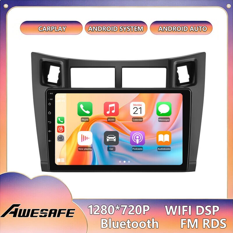 AWESAFE Autoradio Android 13 für Toyota Yaris XP90 (2005-2012) 2GB+32GB mit 9'' Touchscreen CarPlay Android Auto GPS Blu...