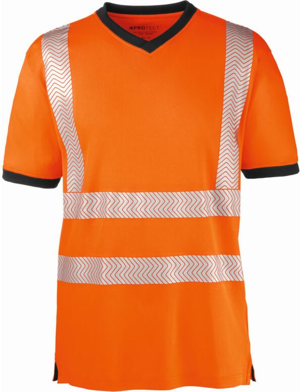 Warnschutz-T-Shirt Miami Größe M leuchtorange/grau 4PROTECT