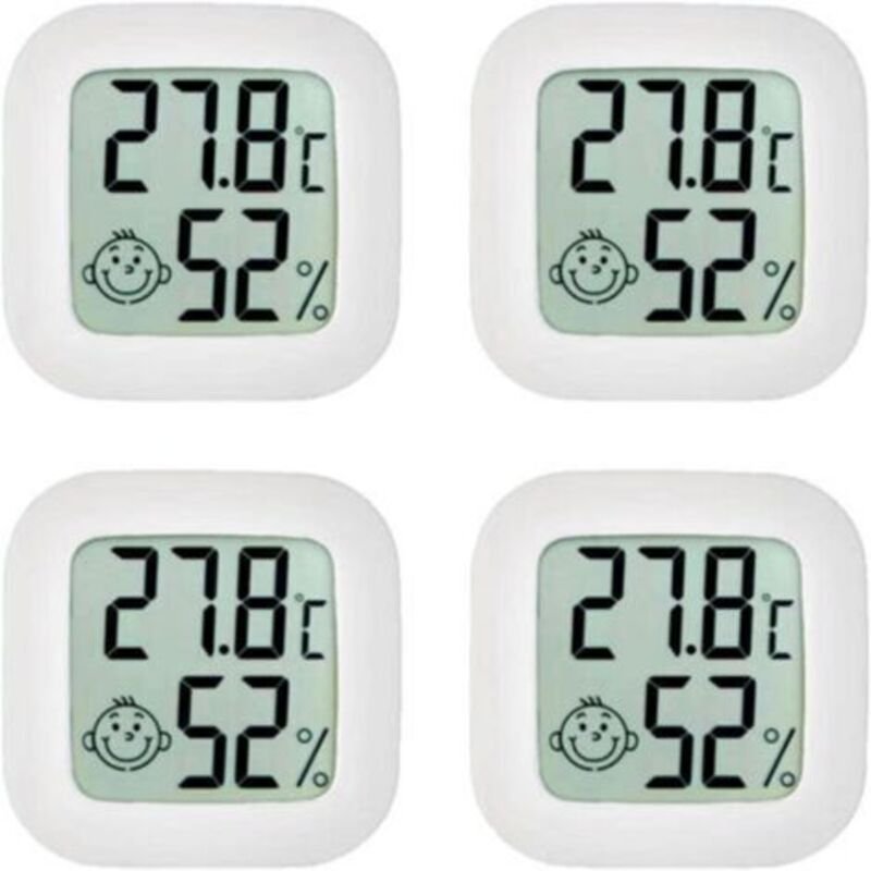 4er-Set Raumthermometer, Mini-Thermometer, Hygrometer, hochpräzises Temperatur-Hygrometer mit Komfortluft-Symbol für Küc...