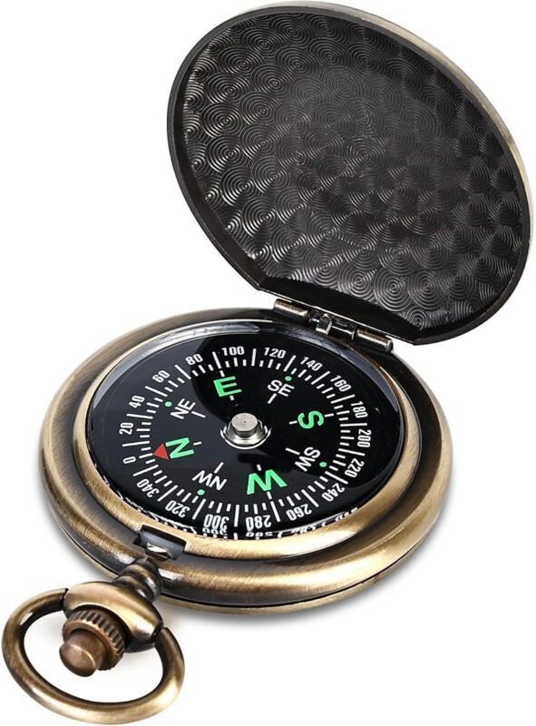 Klassischer tragbarer Outdoor-Kompass aus Messing, wasserdicht, phosphoreszierend, Kompass, Navigationskompass