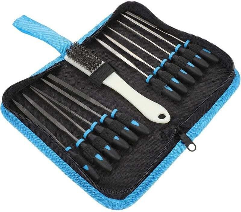13-teiliges Nadelfeilen-Set, bestehend aus 6 Kohlenstoffstahlfeilen, 6 Diamantfeilen und einer Reinigungsbürste Mini-Fei...