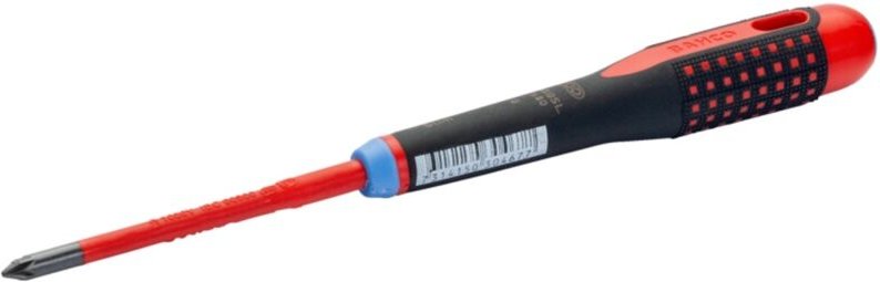 Bahco Nach VDE isolierter, schlanker ERGO-Pozidriv-Schraubendreher mit Dreikomponenten-Griff, PZ2 x 100 mm