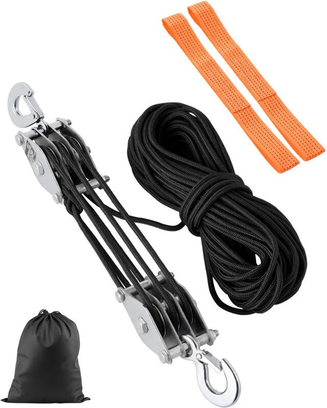 Mophorn Seilzug mit 4400 lbs Bruchfestigkeit, 100 ft Seilzug - 5:1 Hubkraft Hochleistungssystem mit weichen Schlaufen zu...