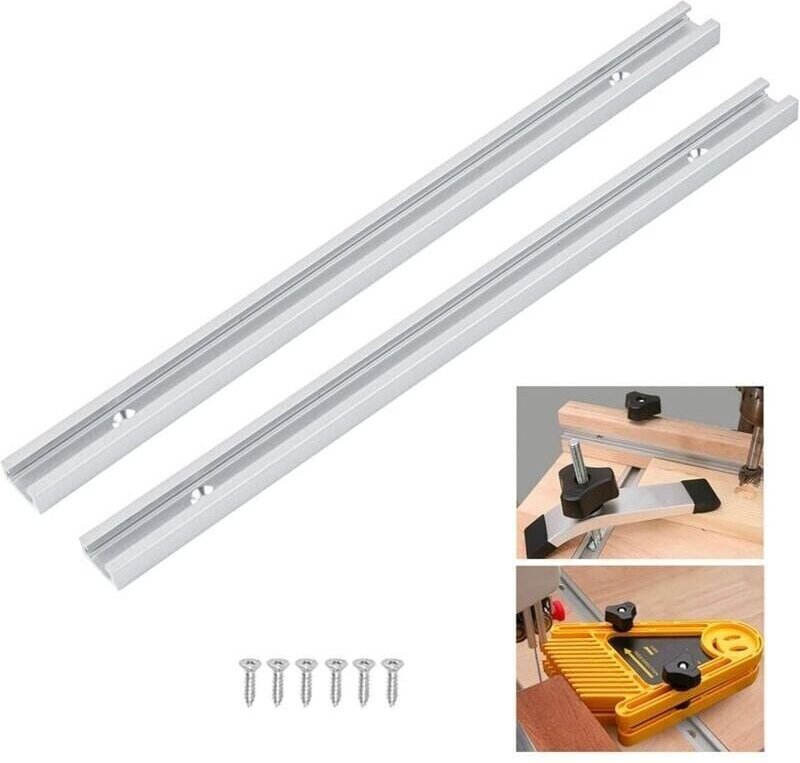 300 mm Aluminium-T-Nut-Gehrungsschiene für Tischkreissäge, Oberfräse und Holzbearbeitungswerkzeuge, 19 x 10 mm, 2 Stück