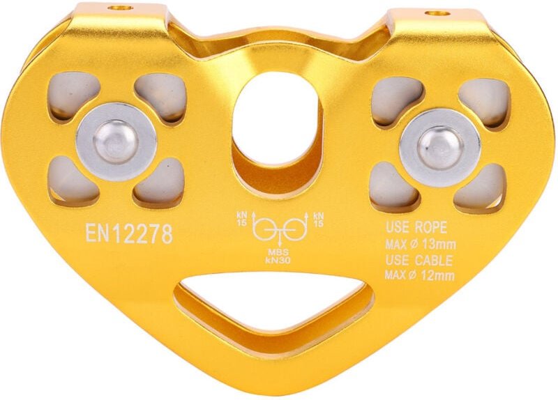 30 kN Doppelrollen-Seilrutschen-Rettungsseil, Outdoor-Wagen, Kletterausrüstung (gold)