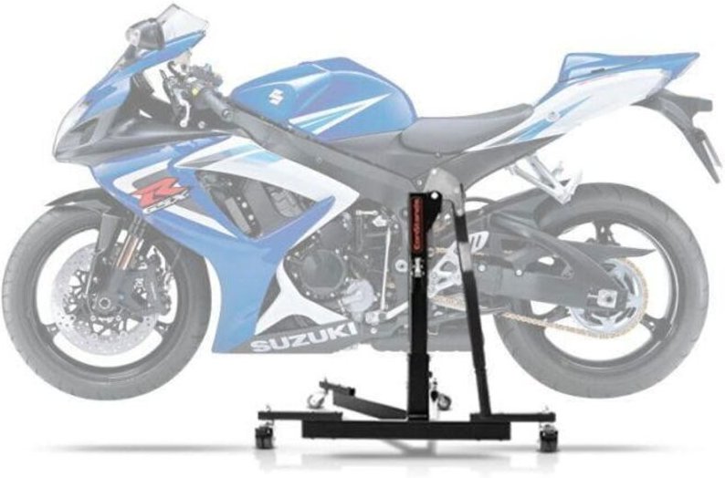 Zentralheber Motorrad - ConStands Power-Evo - Kompatibel für Suzuki GSX-R 600 - Tragfähigkeit 300 kg - Doppelrollen