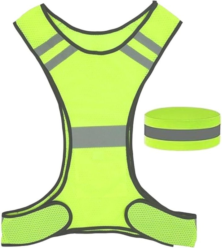Reflektierende Sicherheitsweste, gut sichtbare gelbe Weste zum Radfahren, Laufen und Joggen, mit 1 reflektierendem Armba...