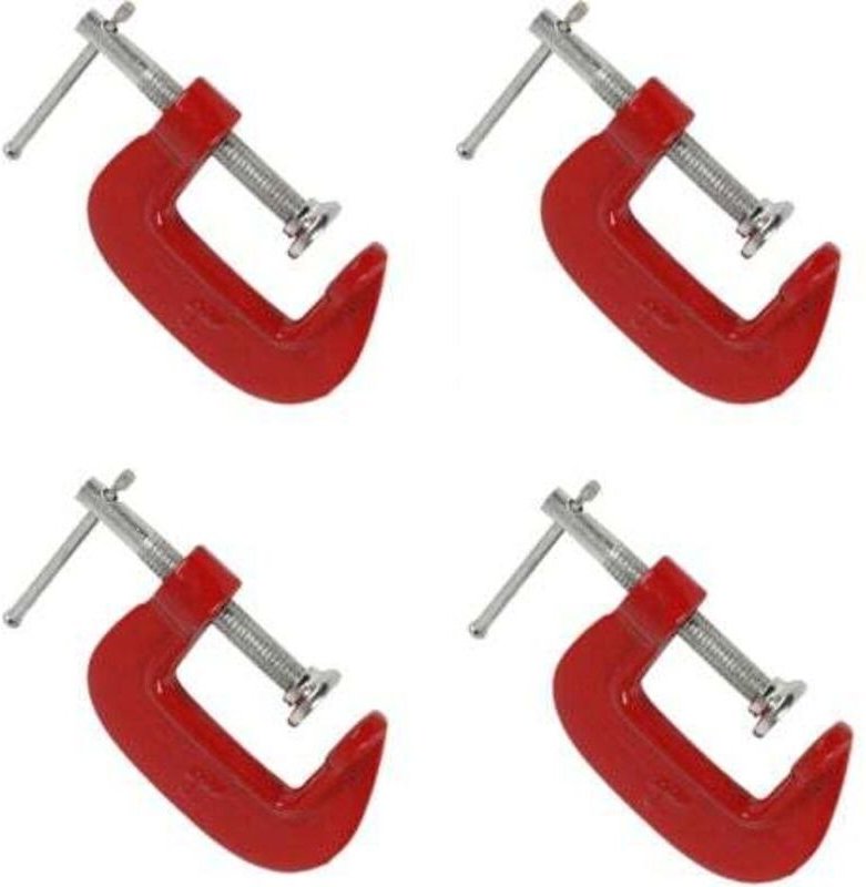 Set aus 4 leichten, roten G-Klemmen mit einer Maulöffnung von 2,5 cm, geeignet für Holzbearbeitung, Schweißen und Autore...