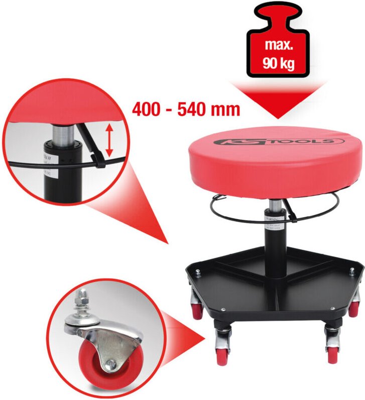 Ks Tools Fahrbarer und höhenverstellbarer Hocker