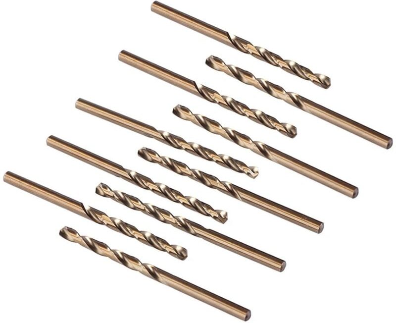 Ersandy - 10-teiliges Kobaltbohrer-Set M35 HSS-Stahlspiralbohrer, Durchmesser 0,8 mm