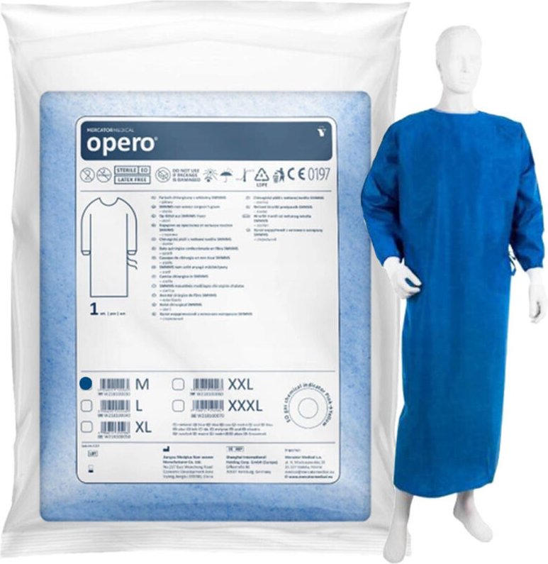 Steriler OP-Kittel M mit Manschette, mit Bändern zum Binden (SMMMS Vliesstoff 35g) 1 Stück.
