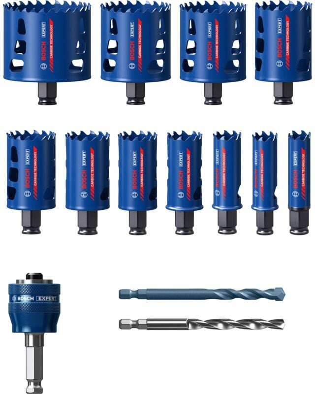 Expert Tough Material Lochsäge-Set, 20/22/25/32/35/40/44/51/60/64/76 mm, 14-tlg. - Bosch