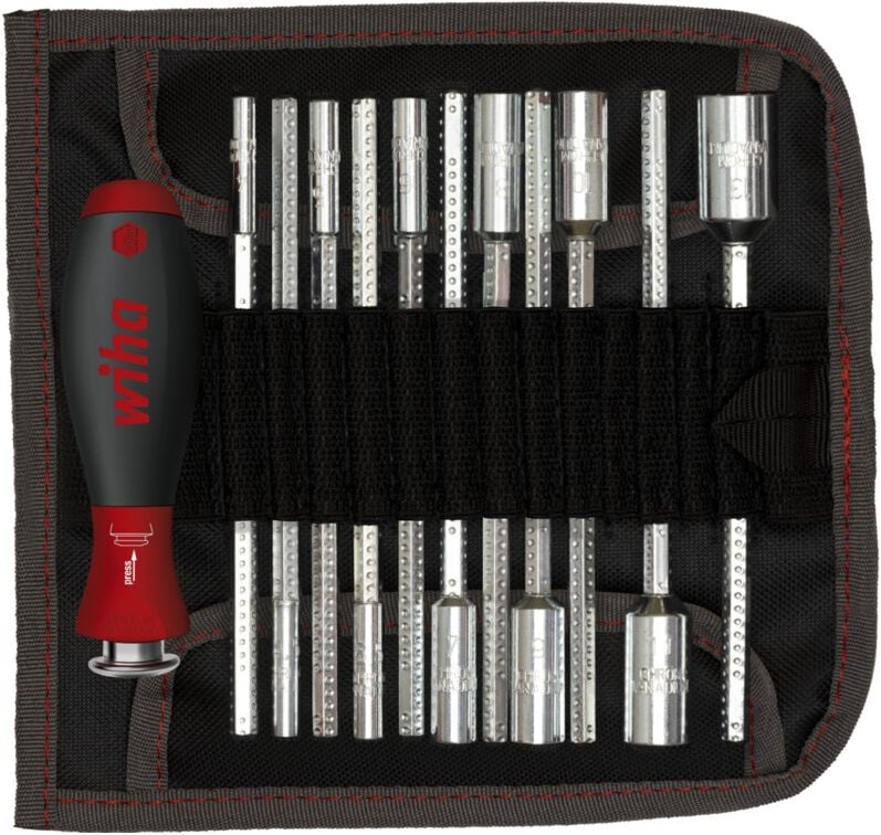 Schraubendreher mit Wechselklingen Set system 6 (27713), 12 tlg., mit variabler Klingenlänge und Rolltasche, Schraubenzi...