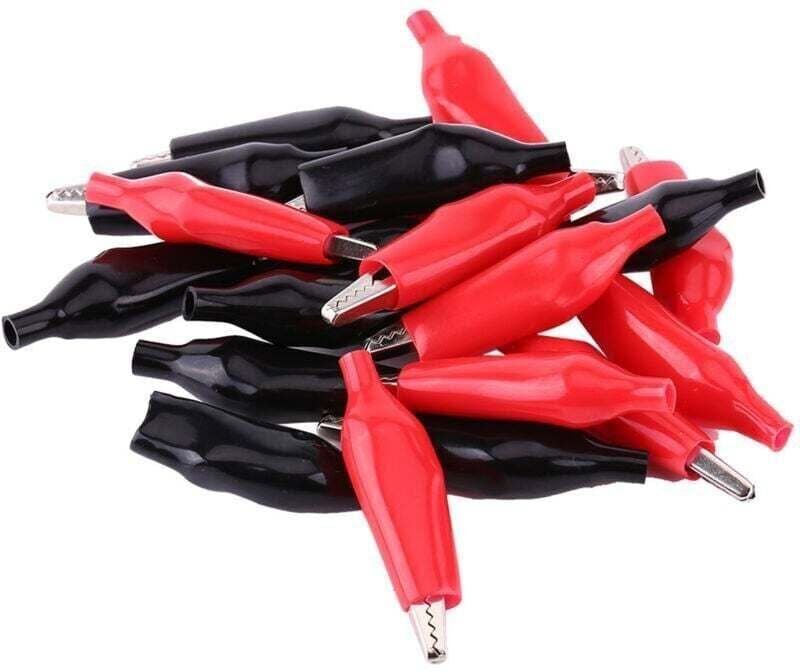 45-mm-Krokodilklemmen für Elektrogeräte, Multimeter-Messspitzen, Metallklemmen mit Isolierkappe – 20er-Packung