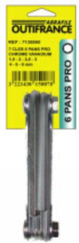 Pro 6-Kant-Schlüsselsatz auf Metallgriff OUTIFRANCE