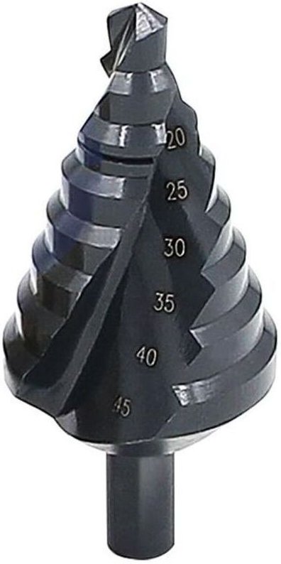 Nitrierbarer Mehrloch-Spiralbohrer mit Stufenprofil, 10–45 mm Gesamtbohrdurchmesser, 8 Lochgrößen zum Bohren und Aufbohr...