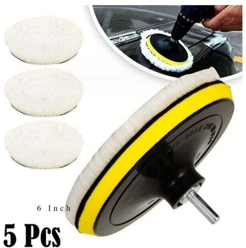 5-teiliges Set bestehend aus 150-mm-Wollpolierpads, Polierscheiben, Polierschwämmen und einem M14-Bohrer zum Polieren, S...