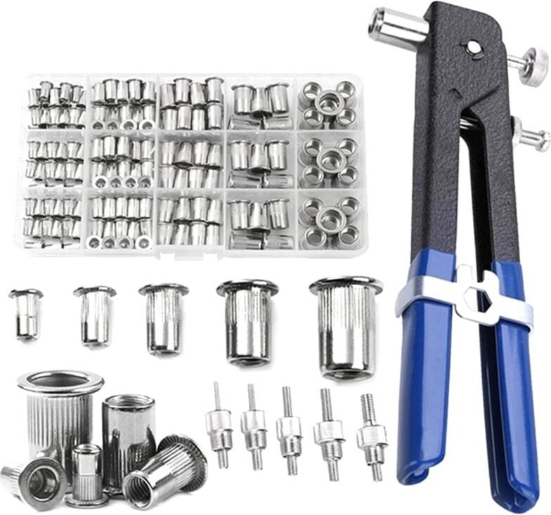 150-teiliges Nietmuttern-Zangendorn-Set M3//M5/M6/M8 Mutterndorne Reparaturwerkzeug-Set mit Zange