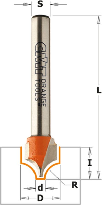 865.402.11 Hartmetall-Dekorativprofilfräser S=6,35 D=10 R=5