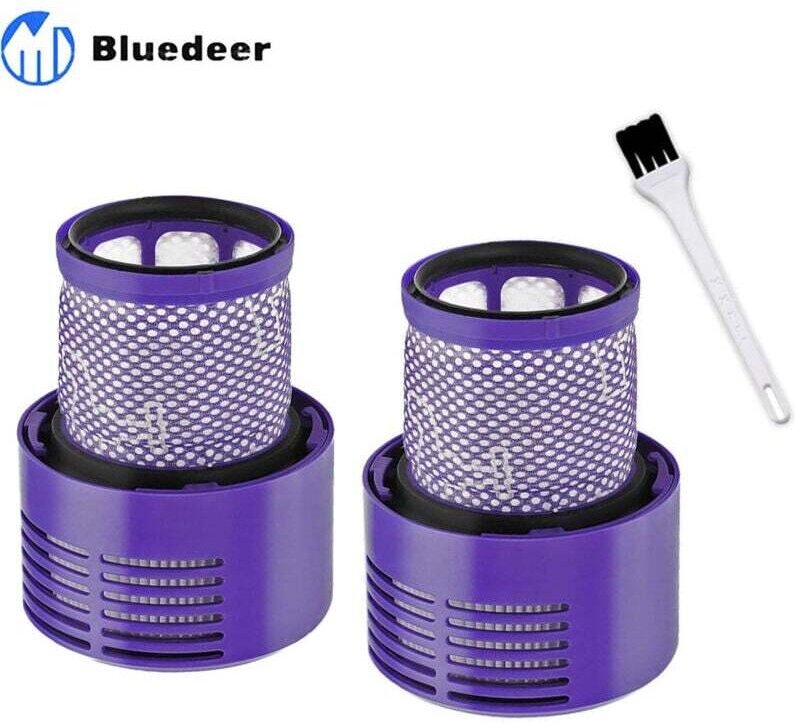 2 waschbare Filter für Dyson Staubsauger der Serien V10 und SV12 mit Reinigungsbürste, Dyson Ersatzfilter für die Serien...