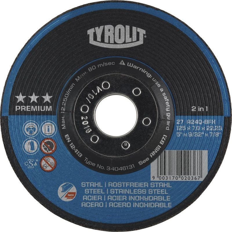 Schruppscheibe Premiumgekröpfte Form 178 x 7 mm 2in1 - Tyrolit