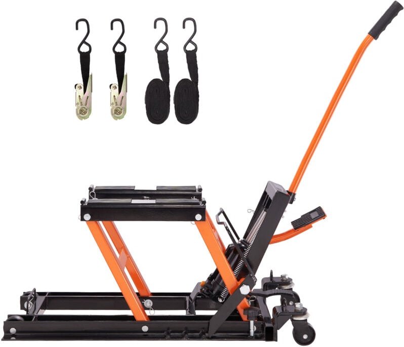 Mophorn - Hydraulic Motorcycle Lift Jack 0.7 Ton atv Scissor Lift Table Portable mit 4 Rädern - Foot-Operated Hoist Stan...