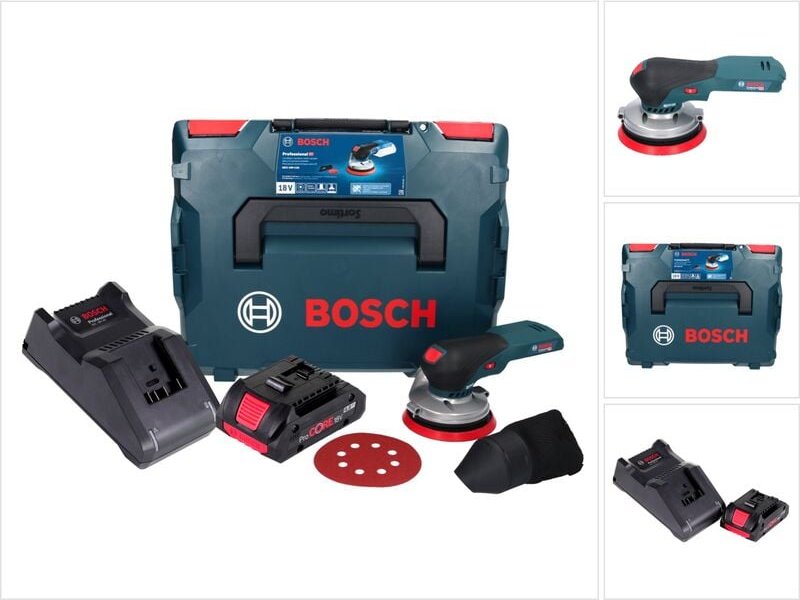 Bosch GEX 18V-125 Professional Akku Exzenterschleifer 18 V 125 mm Brushless + 1x ProCORE Akku 4,0 Ah + Ladegerät + L-BOX...